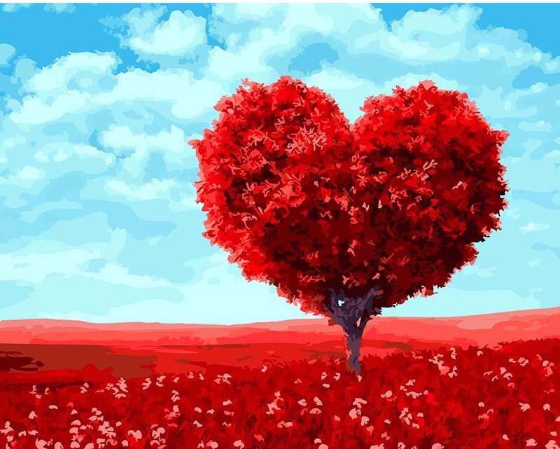 Celebrate the Beauty of Love and Nature with VIVA™ DIY Painting By Numbers - Heartwood (16x20" / 40x50cm), a Heart-Shaped Tree Art Experience to Relax and Inspire - VIVA Paint-by-Numbers