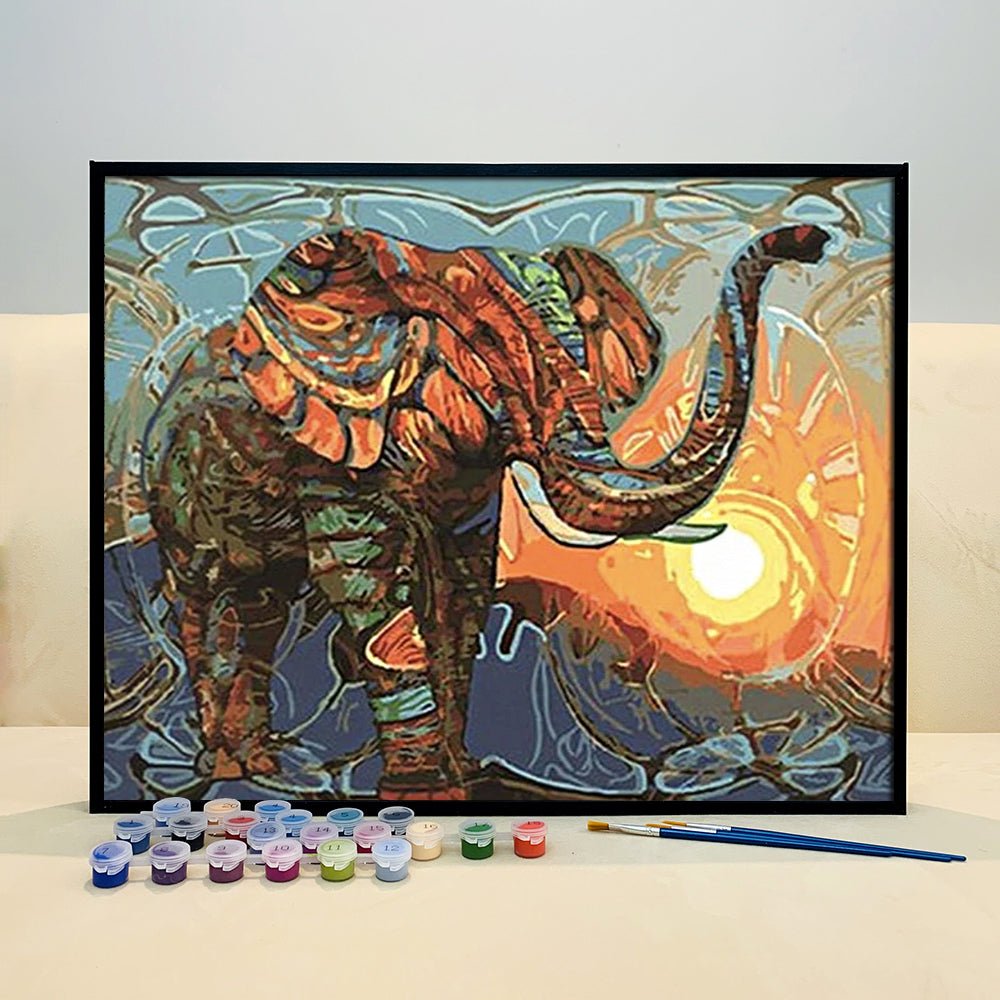 Discover the Tranquility of the Jungle with VIVA™ DIY Painting By Numbers - Herdbound (16"x20" / 40x50cm) Featuring a Majestic Elephant - VIVA Paint-by-Numbers