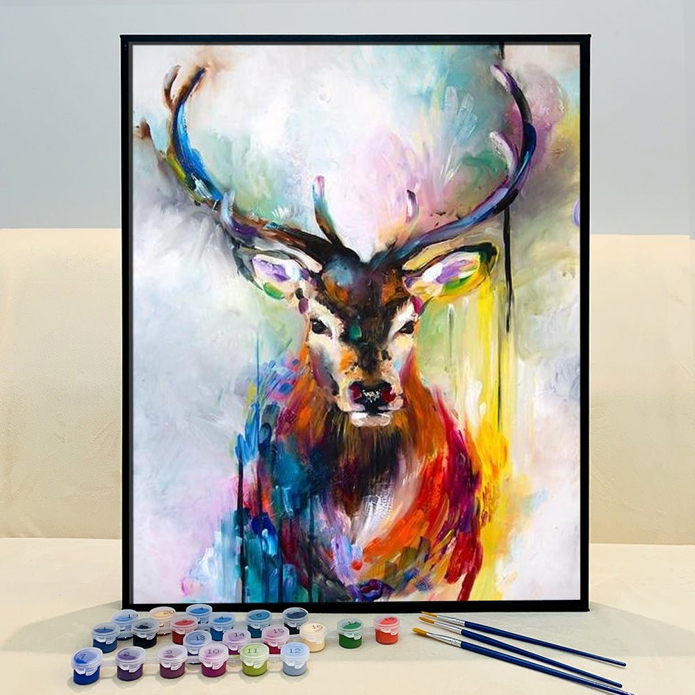 Embark on a Journey of Inner Peace with VIVA™ DIY Painting By Numbers - Abstract Deer (16"x20" / 40x50cm), A Harmonious and Soothing Art Experience. - VIVA Paint-by-Numbers