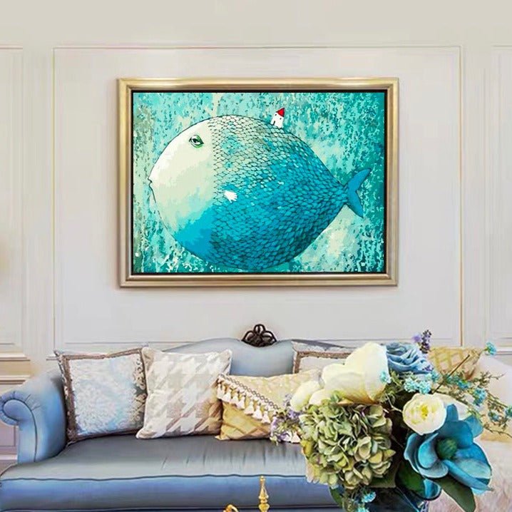 Indulge in Tranquility with VIVA™ DIY Painting By Numbers - Sleepy-Eyed Fish (16x20"/40x50cm), A Soothing and Rejuvenating Art Experience. - VIVA Paint-by-Numbers