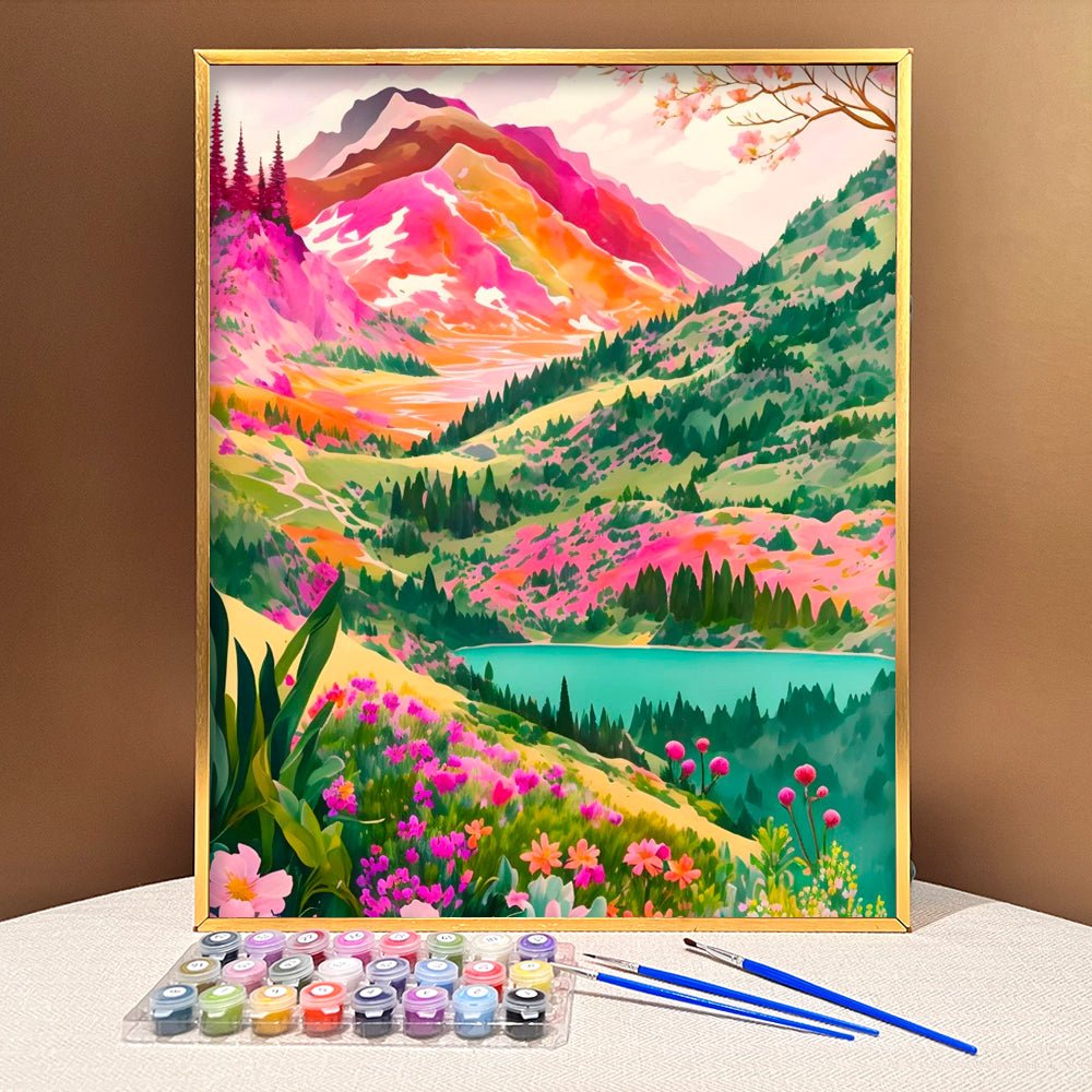 Spark your Imagination! Dive into the VIVA™ DIY Painting By Numbers - 'Colorful Mountain' (16"x20"/40x50cm). Experience Tranquility, Discover your Artistic Side, An Empowering Start for Beginners, The Perfect Showstopper Gift - VIVA Paint-by-Numbers
