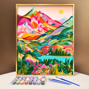 pchmcu Painting by Numbers Kit for Adults ，DIY Large Size Aurora Mountain  Paint by Numbers for Beginner，Gifts Arts Crafts for Home Decor Lake 16x23.6