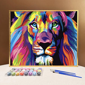 Unleash Your Inner Strength with VIVA™ DIY Painting By Numbers - Colorful Lion (16"x20" / 40x50cm), A Majestic and Empowering Art Experience - VIVA Paint-by-Numbers