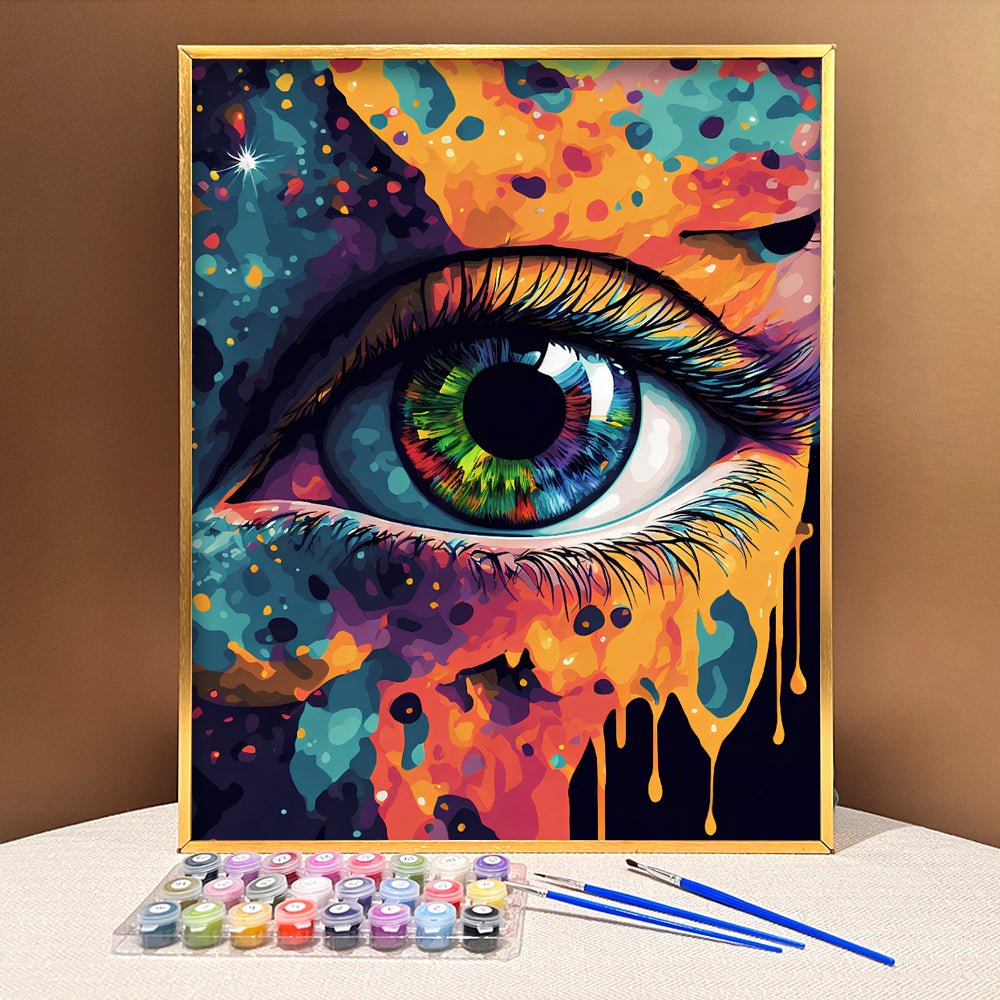 Oversize Frame Wall Art Eye Painting Colorful Painting Abstract Acryli