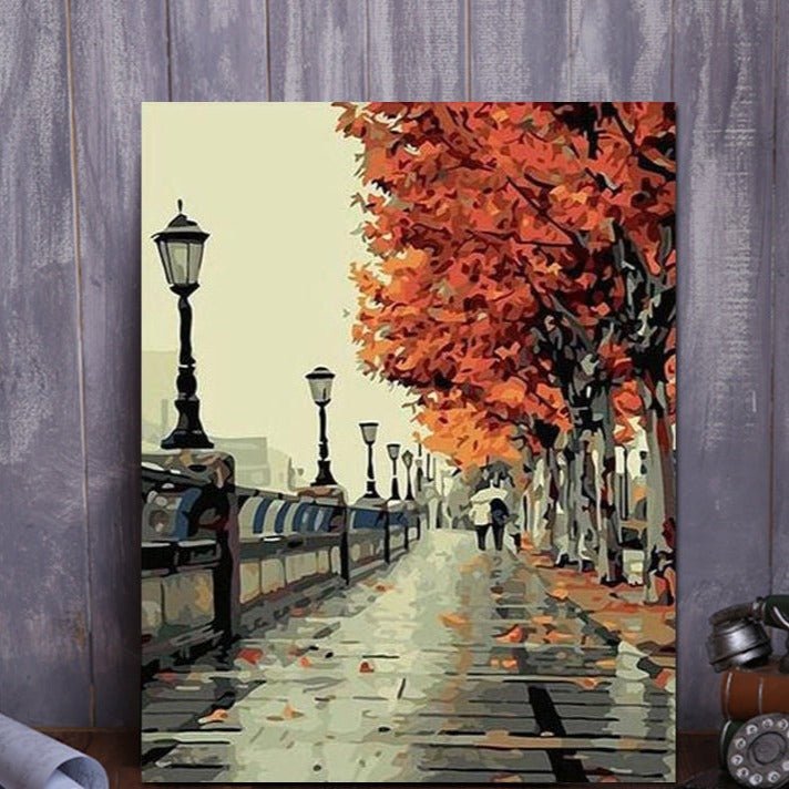 VIVA™ DIY Painting By Numbers - Autumn Street (16"x20" / 40x50cm) - VIVA Paint-by-Numbers