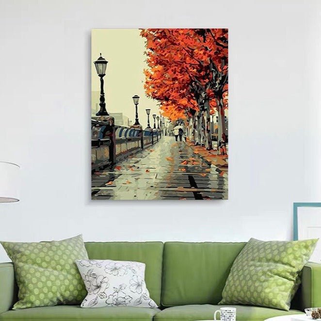 VIVA™ DIY Painting By Numbers - Autumn Street (16"x20" / 40x50cm) - VIVA Paint-by-Numbers