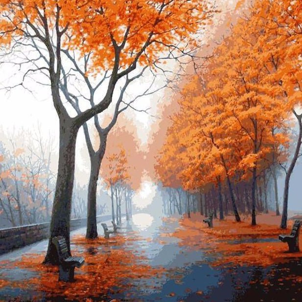 VIVA™ DIY Painting By Numbers - Autumn Street (16"x20" / 40x50cm) - VIVA Paint-by-Numbers