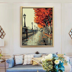 VIVA™ DIY Painting By Numbers - Autumn Street (16"x20" / 40x50cm) - VIVA Paint-by-Numbers