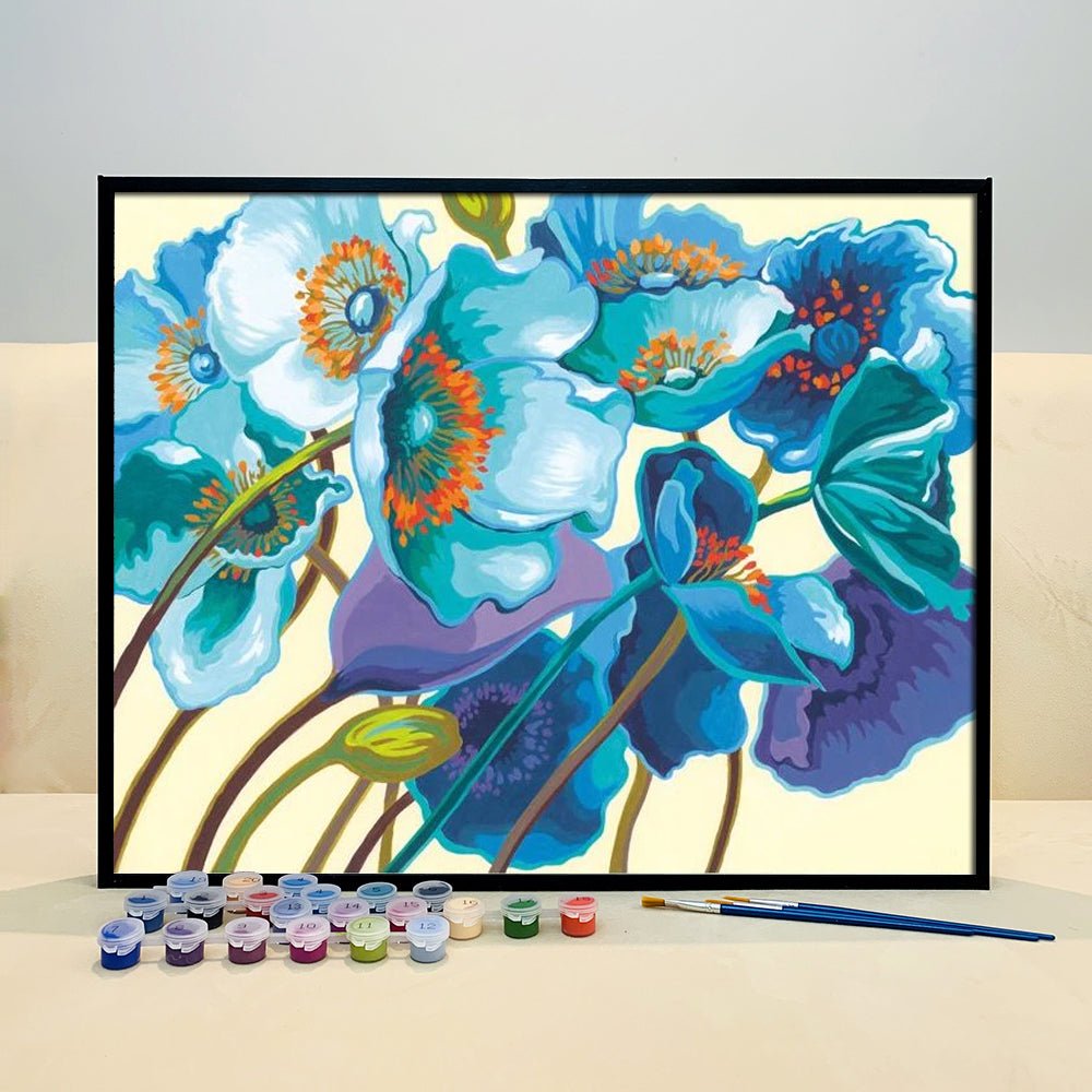 GATYZTORY 40x50cm Paint By Numbers With Frame Blue Flowers Handpainted Diy  Set Gift For Adults Number Painting Home Decors