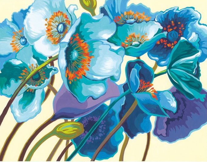 GATYZTORY 40x50cm Paint By Numbers With Frame Blue Flowers Handpainted Diy  Set Gift For Adults Number Painting Home Decors