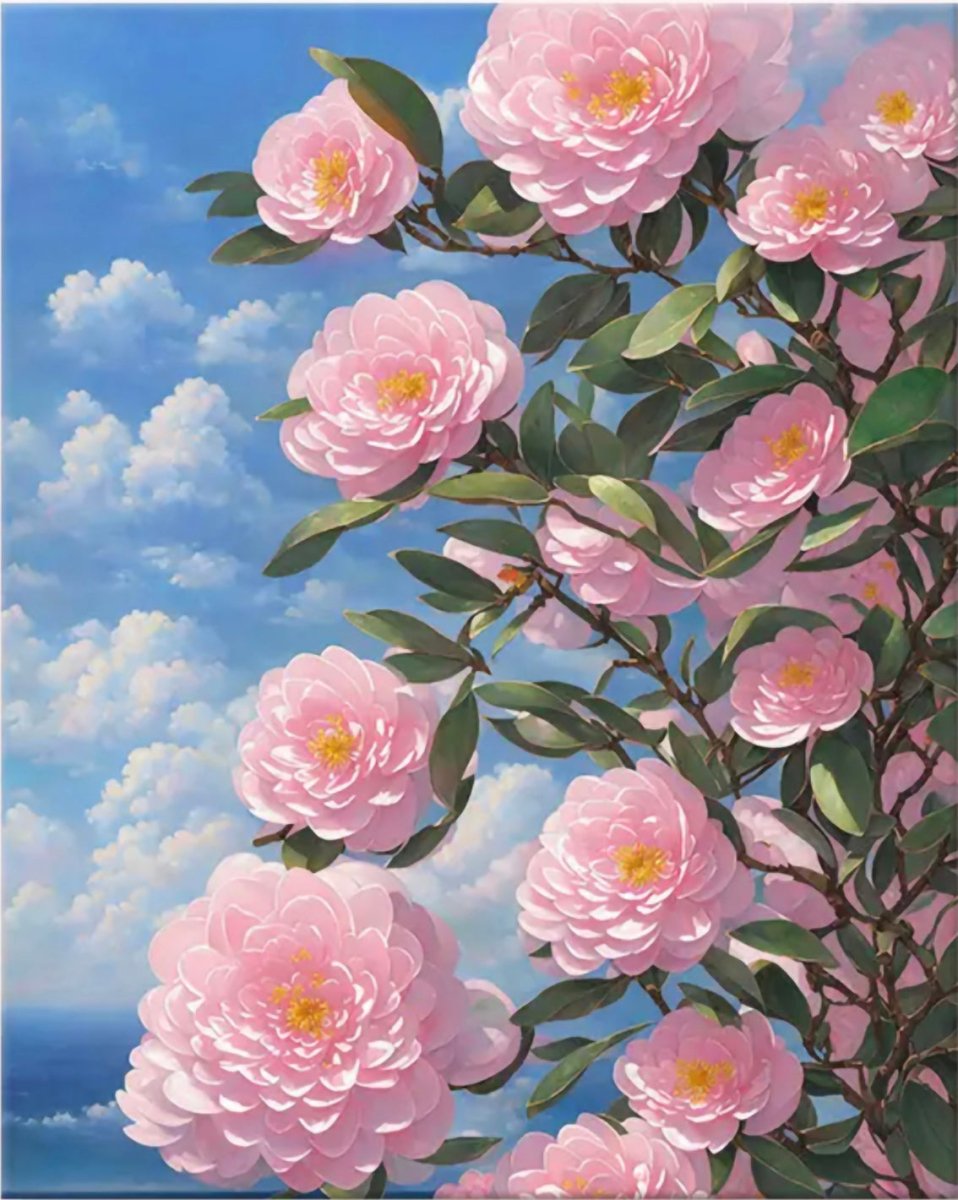 VIVA™ DIY Painting By Numbers - Camellia by the Sea-B (16"x20" / 40x50cm) - VIVA Paint-by-Numbers