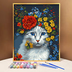 VIVA™ DIY Painting By Numbers - Cat in flowers (16x20" / 40x50cm) - VIVA Paint-by-Numbers