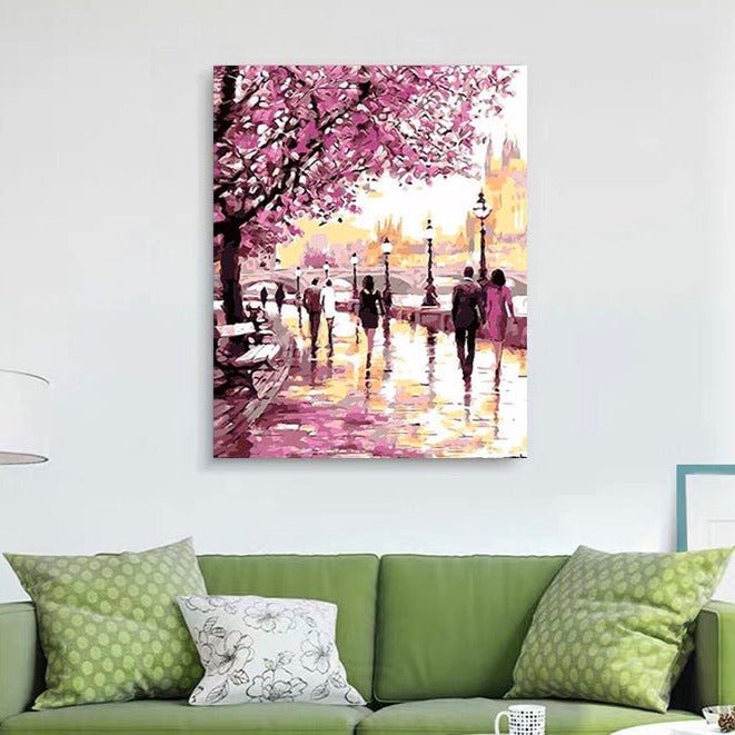 VIVA™ DIY Painting By Numbers - Cherry Blossoms Road (16"x20" / 40x50cm) - VIVA Paint-by-Numbers