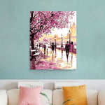 VIVA™ DIY Painting By Numbers - Cherry Blossoms Road (16"x20" / 40x50cm) - VIVA Paint-by-Numbers