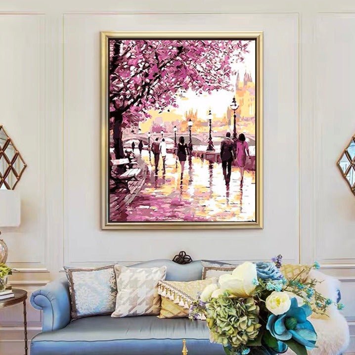 VIVA™ DIY Painting By Numbers - Cherry Blossoms Road (16"x20" / 40x50cm) - VIVA Paint-by-Numbers