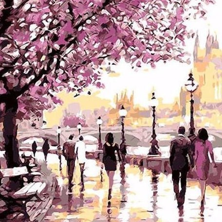 VIVA™ DIY Painting By Numbers - Cherry Blossoms Road (16"x20" / 40x50cm) - VIVA Paint-by-Numbers