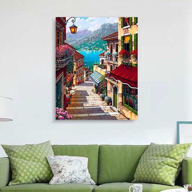 VIVA™ DIY Painting By Numbers - Coffee Town Landscape (16"x20" / 40x50cm) - VIVA Paint-by-Numbers