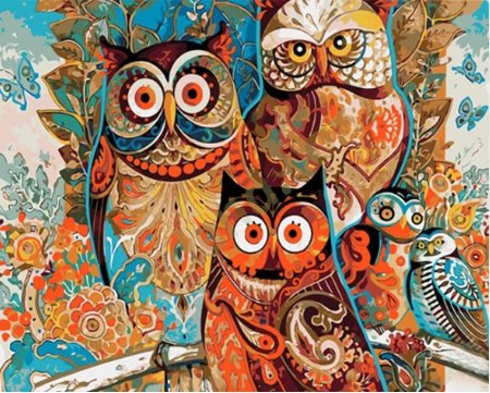 VIVA™ DIY Painting By Numbers - Colorful Owls (16"x20" / 40x50cm) - VIVA Paint-by-Numbers