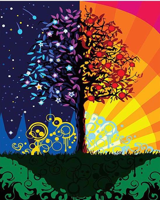 VIVA™ DIY Painting By Numbers - Colorful Tree (16"x20" / 40x50cm) - VIVA Paint-by-Numbers