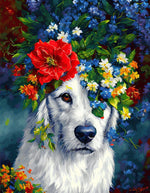VIVA™ DIY Painting By Numbers - Dog in flowers (16x20" / 40x50cm) - VIVA Paint-by-Numbers