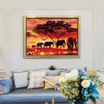 VIVA™ DIY Painting By Numbers - Elephants Landscape (16"x20" / 40x50cm) - VIVA Paint-by-Numbers
