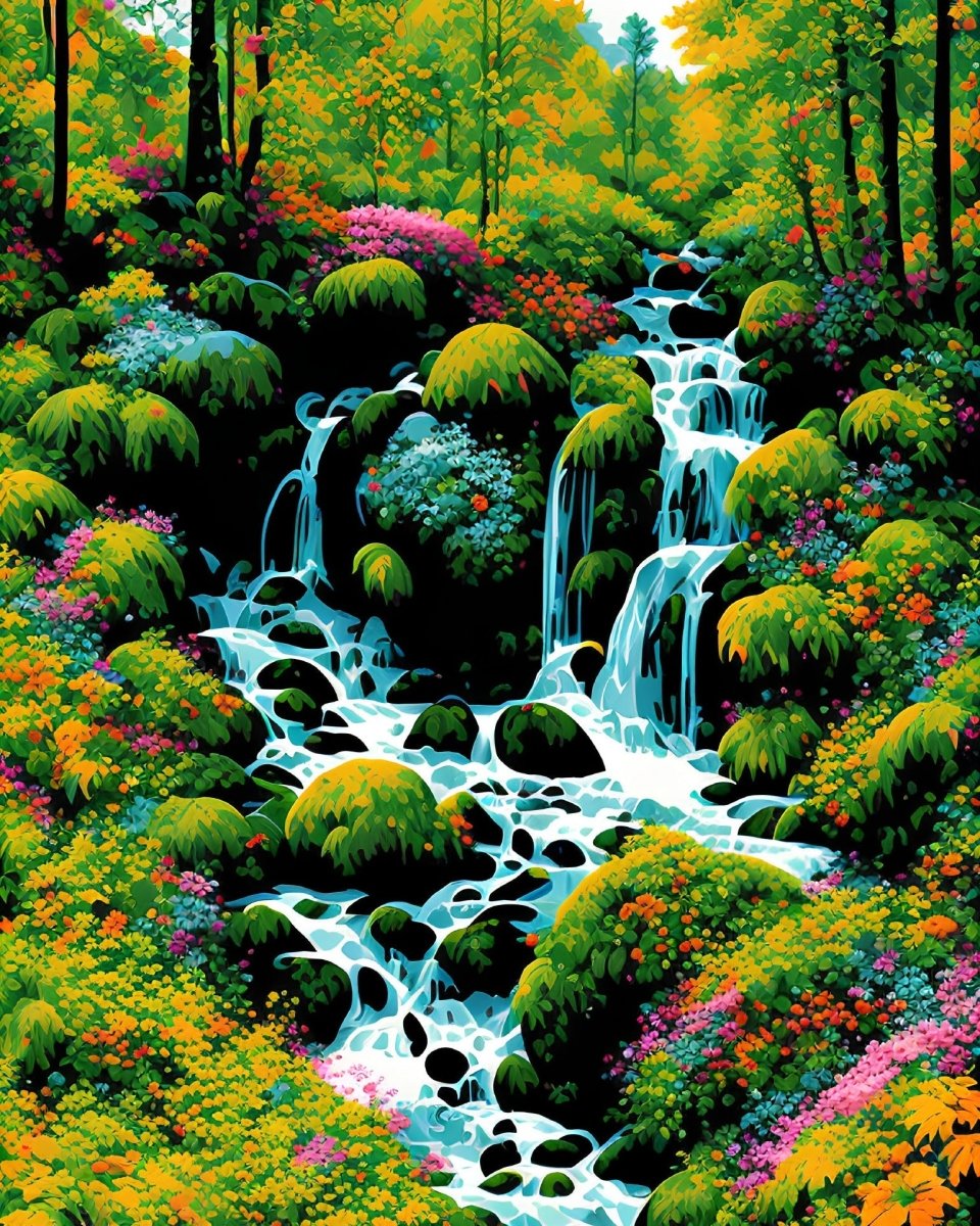 VIVA™ DIY Painting By Numbers (EXCLUSIVE) - Blissful Falls (16"x20) - VIVA Paint-by-Numbers