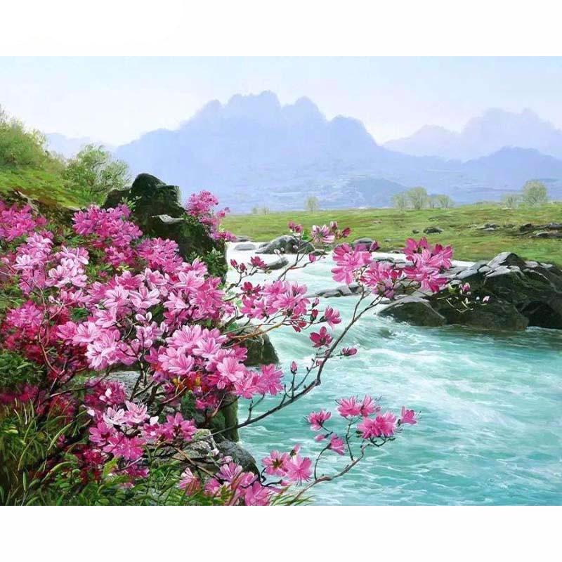 VIVA™ DIY Painting By Numbers - Flower River (16"x20" / 40x50cm) - VIVA Paint-by-Numbers