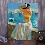 VIVA™ DIY Painting By Numbers -Girl sitting by the sea (16"x20" / 40x50cm) - VIVA Paint-by-Numbers