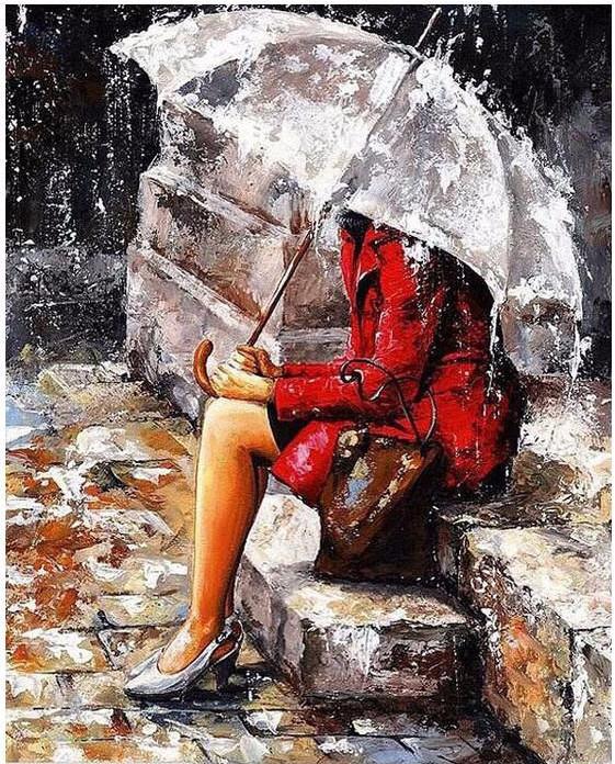 VIVA™ DIY Painting By Numbers - Girl Under the Umbrella (16"x20" / 40x50cm) - VIVA Paint-by-Numbers