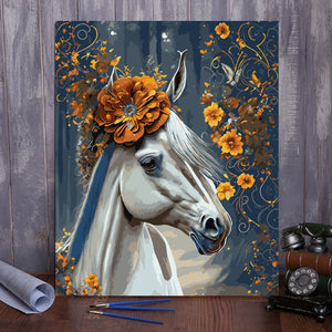 VIVA™ DIY Painting By Numbers - Horse in flowers (16x20" / 40x50cm) - VIVA Paint-by-Numbers