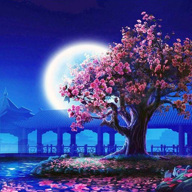 VIVA™ DIY Painting By Numbers - Moonlit Cherry (16"x20" / 40x50cm) - VIVA Paint-by-Numbers