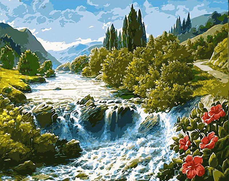 VIVA™ DIY Painting By Numbers - Mountain River (16"x20" / 40x50cm) - VIVA Paint-by-Numbers