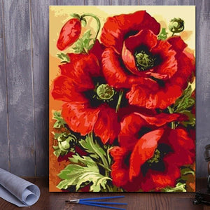 VIVA™ DIY Painting By Numbers - Red Flower (16"x20" / 40x50cm) - VIVA Paint-by-Numbers