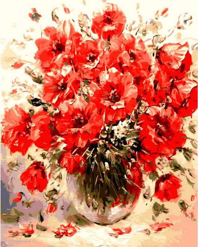 VIVA™ DIY Painting By Numbers - Red Flowers (16"x20" / 40x50cm) - VIVA Paint-by-Numbers