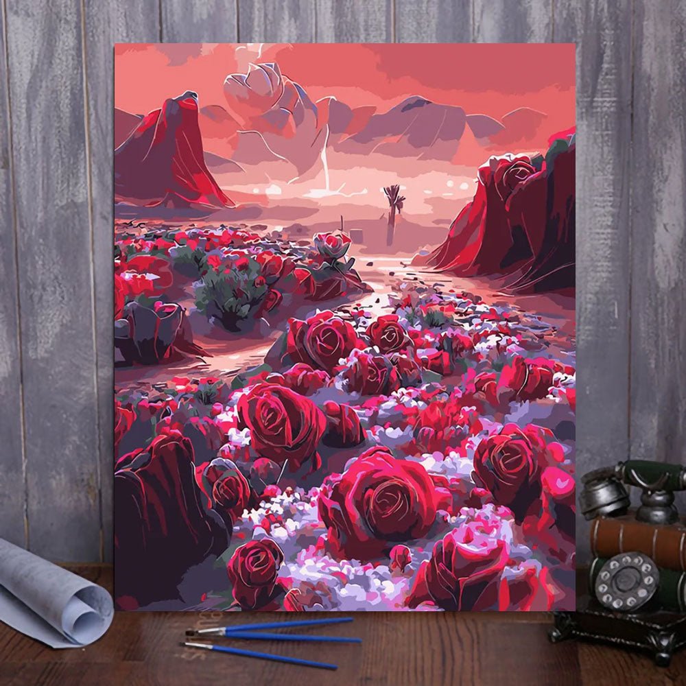 VIVA™ DIY Painting By Numbers - Rose in the canyon (16"x20" / 40x50cm) - VIVA Paint-by-Numbers