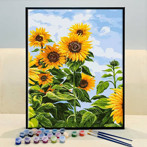 Blossom Sunflowers  Sunflower painting, Painting, Paint by number