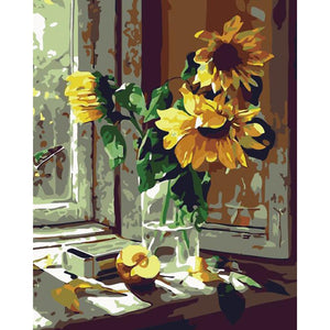 VIVA™ DIY Painting By Numbers -Sunflowers In A Bottle (16"x20" / 40x50cm) - VIVA Paint-by-Numbers