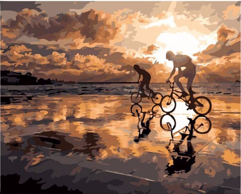 VIVA™ DIY Painting By Numbers - Sunset Cycling (16"x20" / 40x50cm) - VIVA Paint-by-Numbers