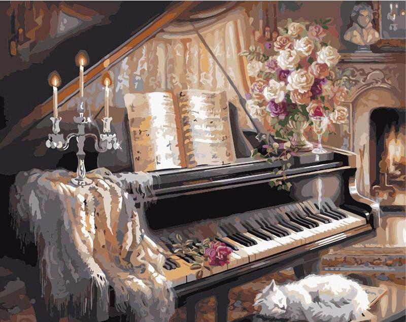 VIVA™ DIY Painting By Numbers - Vintage European Piano (16"x20" / 40x50cm) - VIVA Paint-by-Numbers