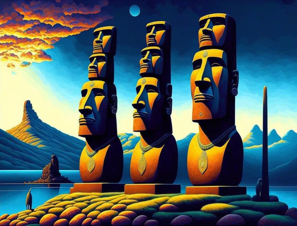 VIVA™ Easter Island Fantasy Collection (EXCLUSIVE) - Moai Majesty (16"x20"/40x50cm) - VIVA Paint-by-Numbers