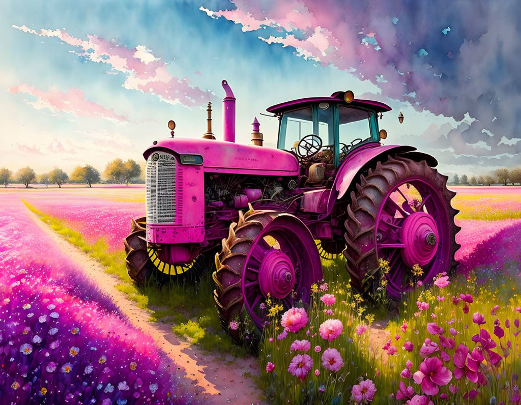 VIVA™ Pink Tractors Collection (EXCLUSIVE) - Blossom Buggy (16"x20"/40x50cm) - VIVA Paint-by-Numbers