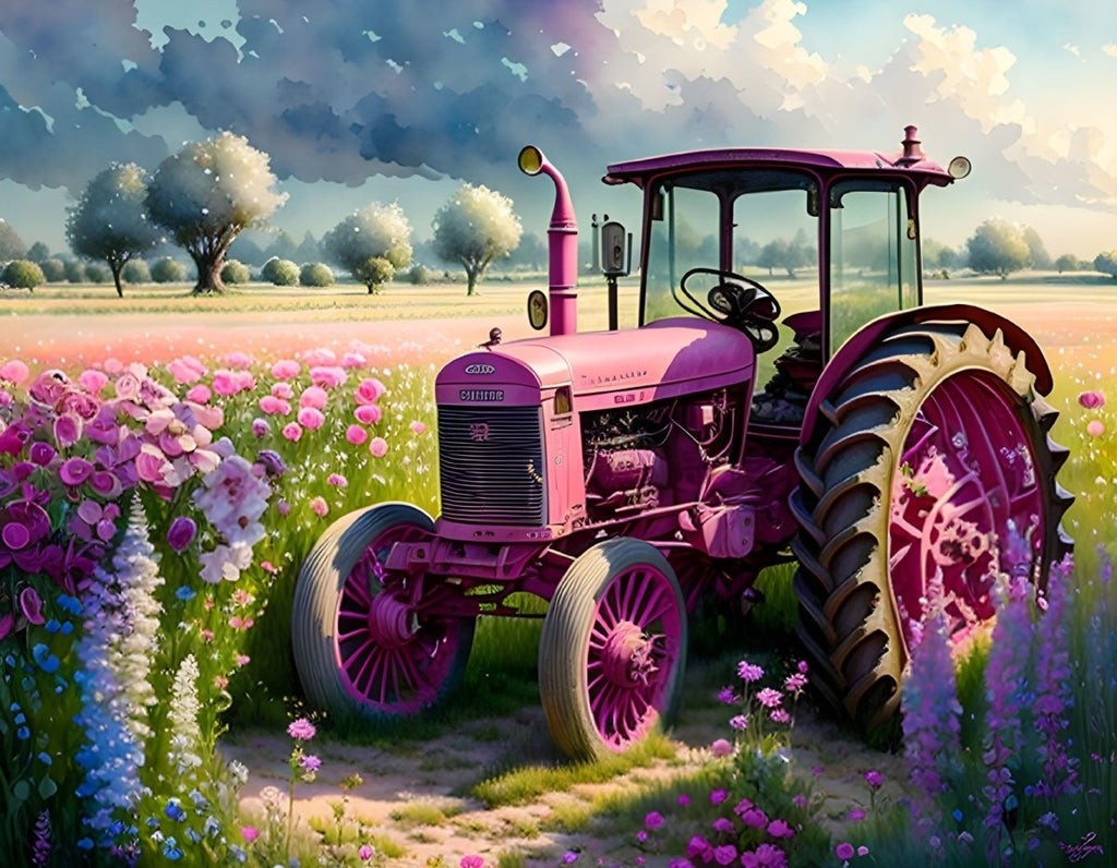 VIVA™ Pink Tractors Collection (EXCLUSIVE) - Pink Harvest (16"x20"/40x50cm) - VIVA Paint-by-Numbers
