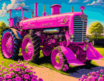 VIVA™ Pink Tractors Collection (EXCLUSIVE) - Pink Stretch Tractor(16"x20"/40x50cm) - VIVA Paint-by-Numbers