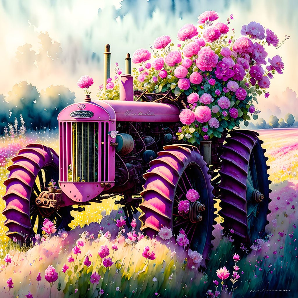 VIVA™ Pink Tractors Collection (EXCLUSIVE) - Raw Romance (16"x16"/40x40cm) - VIVA Paint-by-Numbers